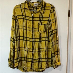 Mustard Plaid Button Down Shirt